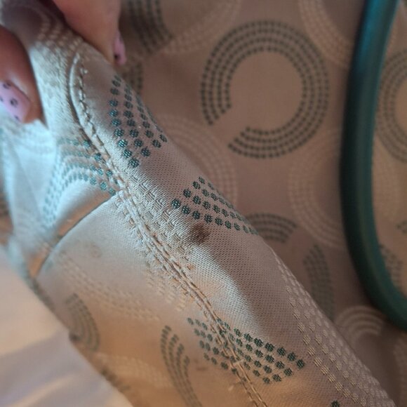 Coach Ashley Beige and Teal Shoulder Bag - Picture 5 of 6